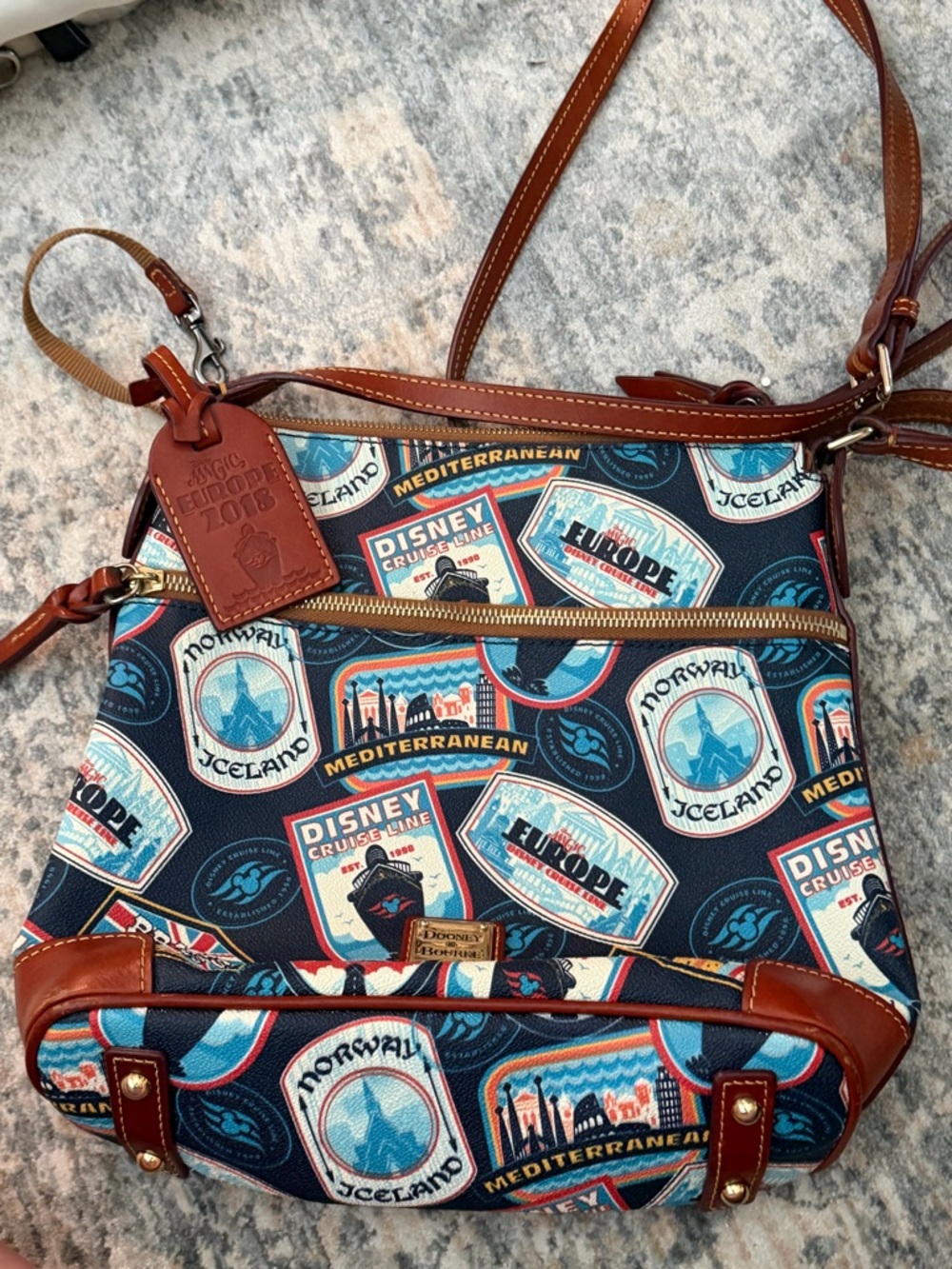 Dooney & Bourke Disney Cruise Line DCL Europe Itinerary Crossbody Bag